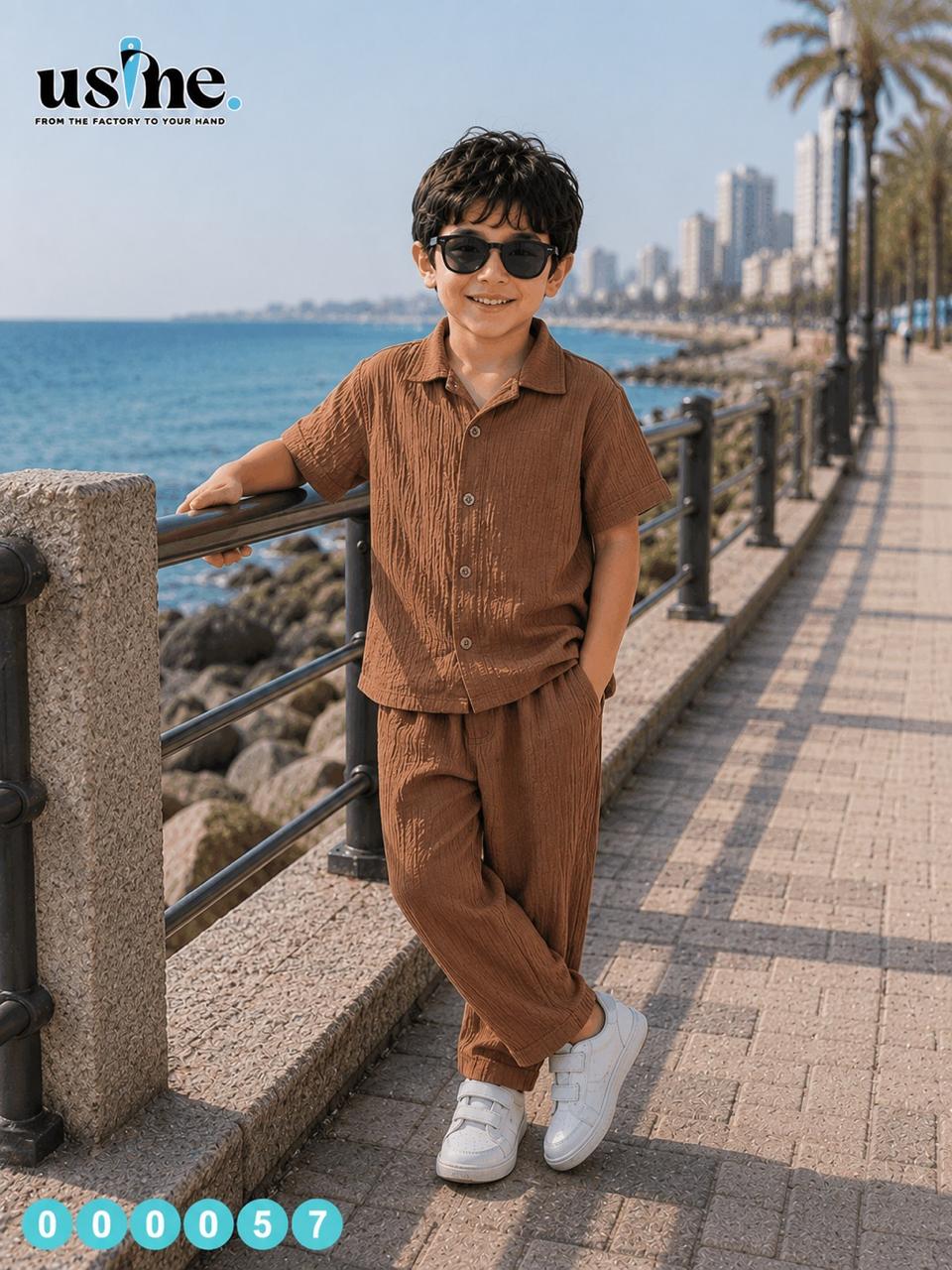 00057 سوت اولادى قطعتين قميص زراير و بنطلون