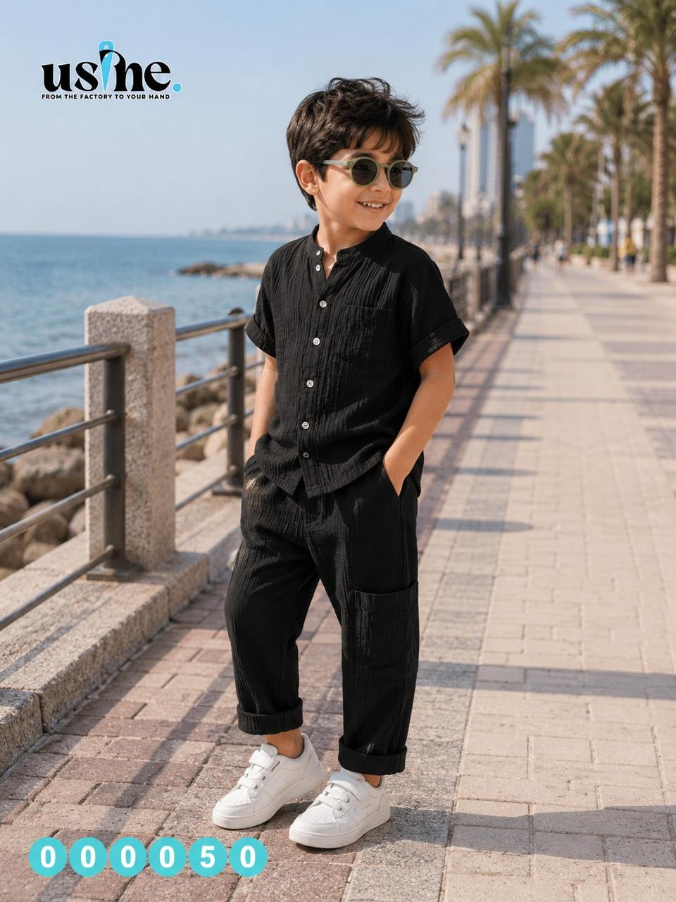 00050 سوت ولادي قطعتين شيميز و بنطلون بجيب